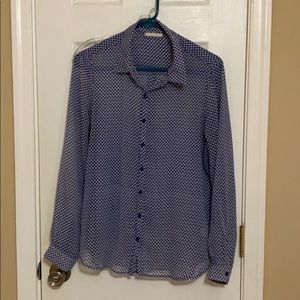 Blue and White Patterned Blouse